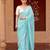 Sky blue embroidered pure georgette saree