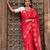 Red embroidered pure silk saree