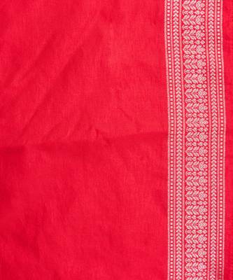 Red embroidered pure silk saree 5