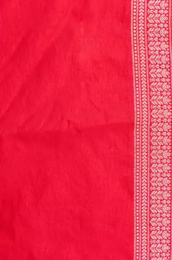 Red embroidered pure silk saree