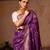 Purple embroidered pure tissue silk saree