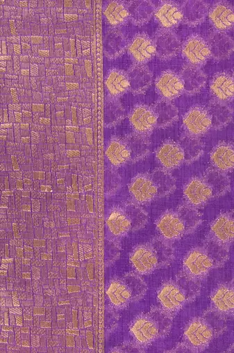 Purple embroidered pure tissue silk saree
