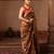 Coffee brown embroidered pure katan silk saree