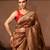 Coffee brown embroidered pure katan silk saree