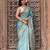 Powder blue embroidered pure katan silk saree