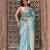 Powder blue embroidered pure katan silk saree