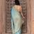 Powder blue embroidered pure katan silk saree