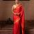 Scarlet red embroidered pure katan silk saree