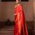 Scarlet red embroidered pure katan silk saree