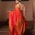 Scarlet red embroidered pure katan silk saree