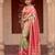 Sea green pink embroidered pure katan silk saree