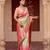 Sea green pink embroidered pure katan silk saree