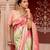 Sea green pink embroidered pure katan silk saree