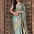 Sea green embroidered pure katan silk saree