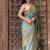 Sea green embroidered pure katan silk saree