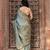 Sea green embroidered pure katan silk saree