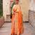 Orange embroidered pure katan silk saree