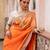 Orange embroidered pure katan silk saree
