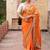 Orange embroidered pure katan silk saree
