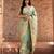 Sea green embroidered puure tissue saree