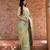 Sea green embroidered puure tissue saree