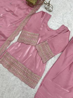 Dusty Pink Color Sharara Suit Set With Dupatta Designer Farshi Salwar  4