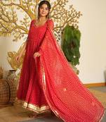 Heavy Bandehj Design Anarkali Gown Suit Set Festival Wear Gown Suit Set 