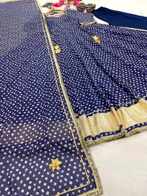 Blue Color Bandehj Anarkali Gown Suit Set With Dupatta Festival Wear Gown Suit Set 5
