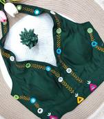 Green navratri rayon silk blend thread & mirror work blouse