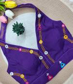Purple navratri rayon silk blend thread & mirror work blouse