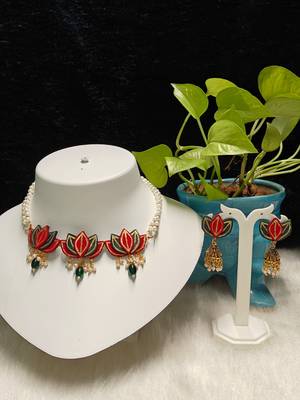 pushp lotus design necklace set 1