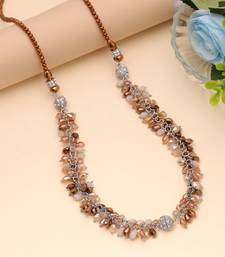 Brown & white color beaded necklace with handmade style