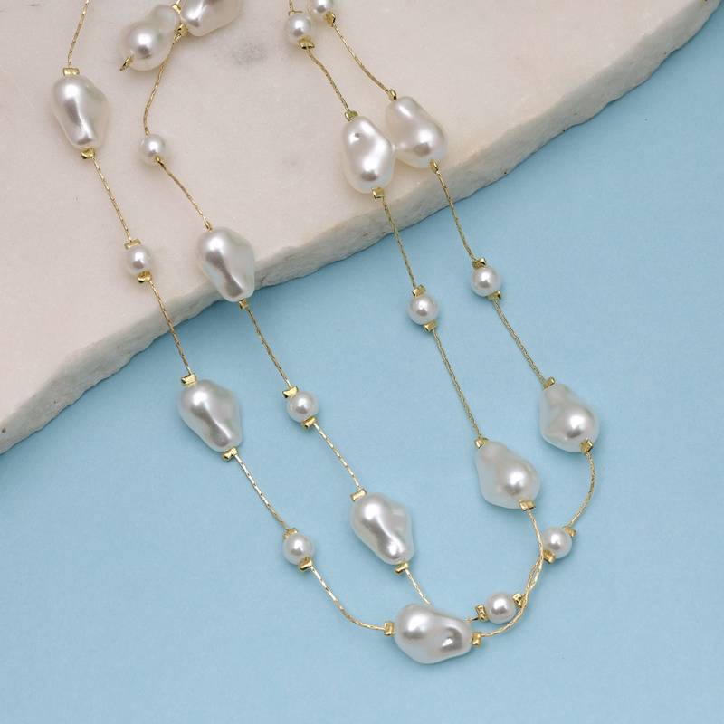 White color pearl mala with classic jewelry style