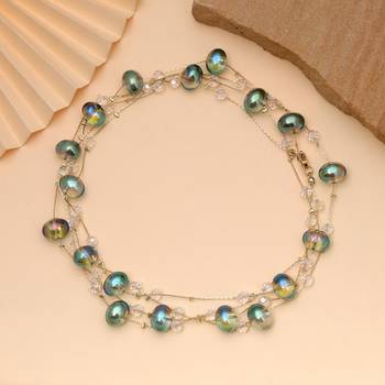 Crystal green color beaded mala with traditional design 1