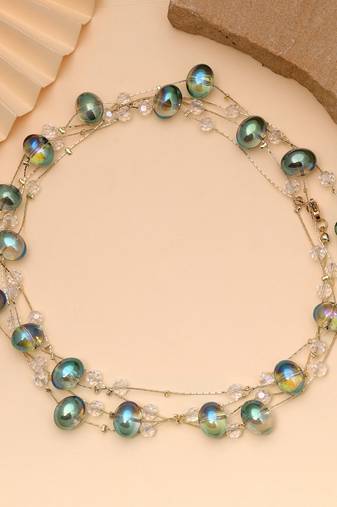 Crystal green color beaded mala with traditional design