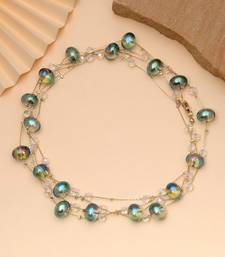 Crystal green color beaded mala with traditional design