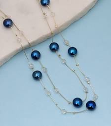 Blue color beaded mala with decorative bead pattern
