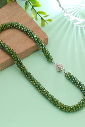 Light green color magnetic beaded necklace with designer look