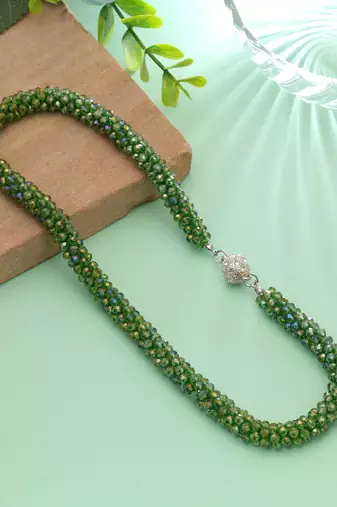 Light green color magnetic beaded necklace with designer look