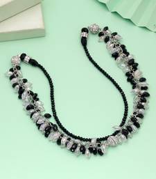 White & black color beaded necklace with modern style