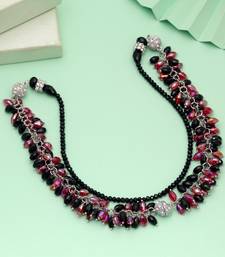 Red & black color beaded necklace with ethnic design
