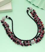 Red & black color beaded necklace with ethnic design