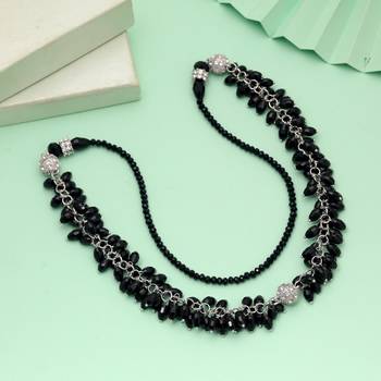 Black color beaded necklace with handmade style 1