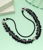 Black color beaded necklace with handmade style
