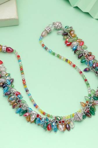 Multi color beaded necklace with handmade fashion design