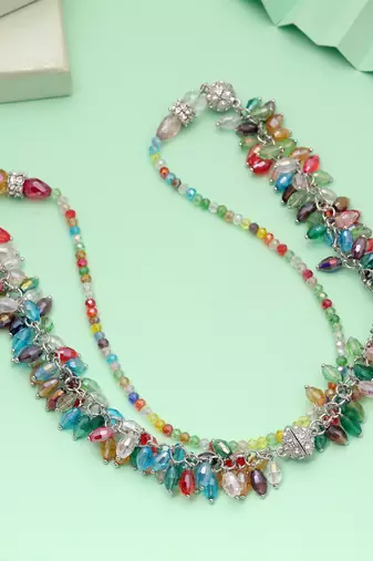Multi color beaded necklace with handmade fashion design