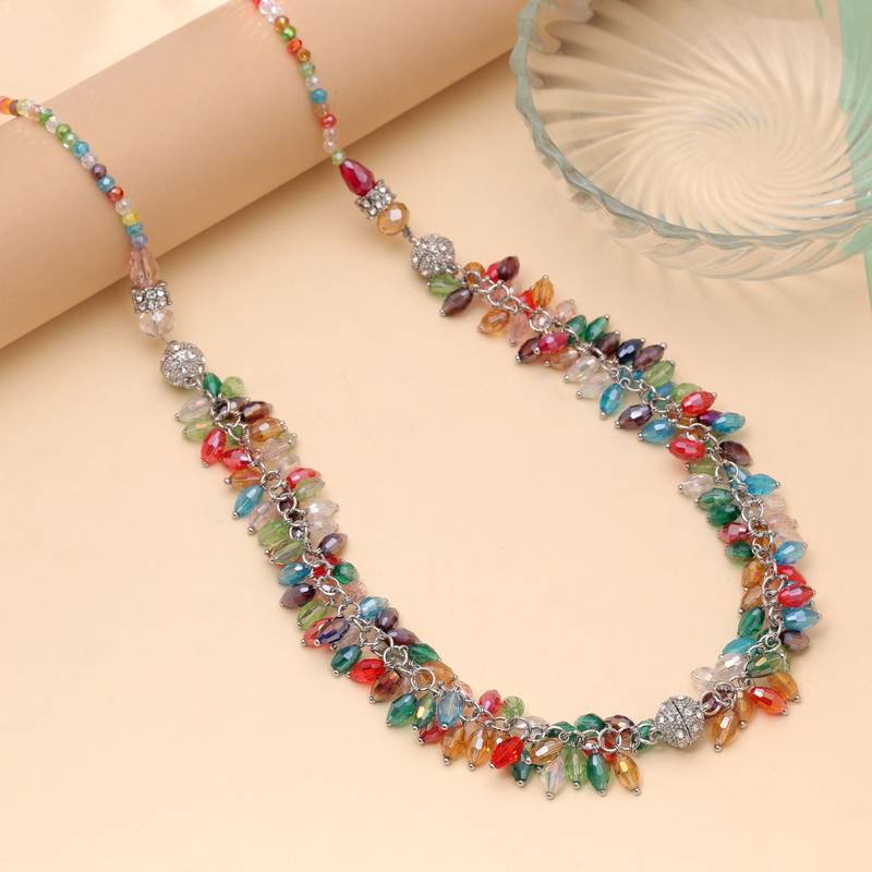 Multi color beaded necklace with handmade fashion design