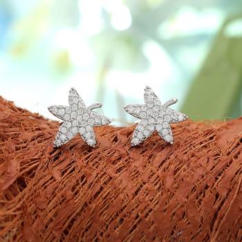 Silver color american diamond earrings with modern style 1