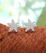 Silver color american diamond earrings with modern style