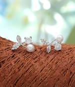 Silver color american diamond earrings with elegant finish